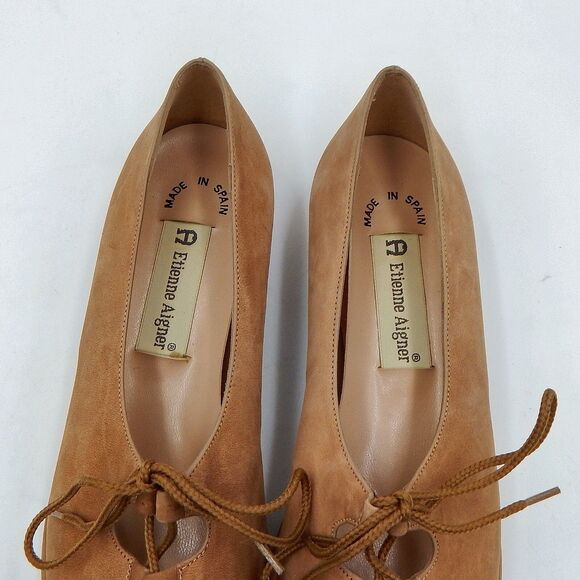 Etienne Aigner Womens Suede Flats Lace Up Casual Slip On Made In Spain Size 7 M - Picture 8 of 13